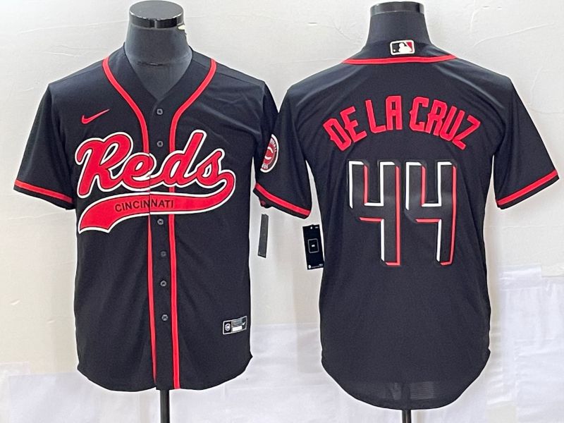 Men Cincinnati Reds 44 De La Cruz Black Nike 2023 Game MLB Jersey